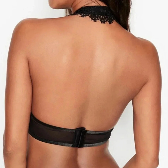 NWT Victoria's Secret 36D Dream Angels Black Lace Demi Bra w/ Collar and Tie - Picture 2 of 11